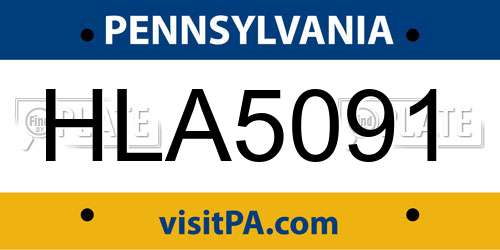 HLA5091 Pennsylvania License Plate