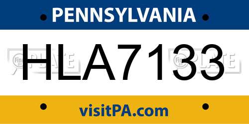 HLA7133 Pennsylvania License Plate