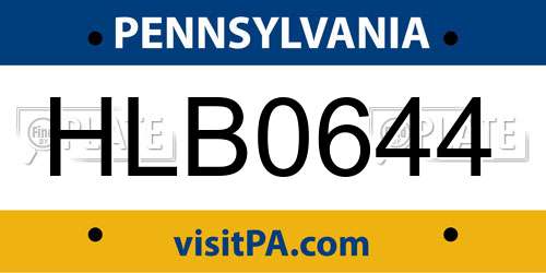 HLB0644 Pennsylvania License Plate