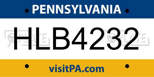 HLB4232 Pennsylvania License Plate