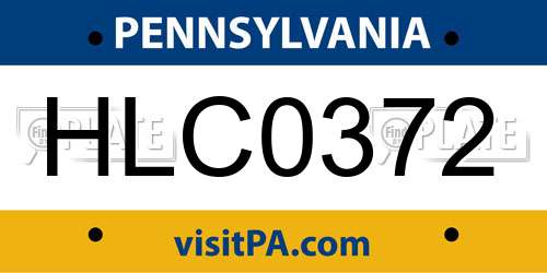 HLC0372 Pennsylvania License Plate