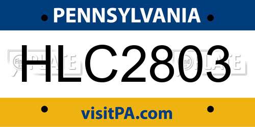 HLC2803 Pennsylvania License Plate