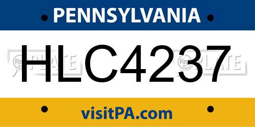 HLC4237 Pennsylvania License Plate