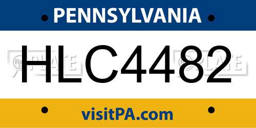 HLC4482 Pennsylvania License Plate