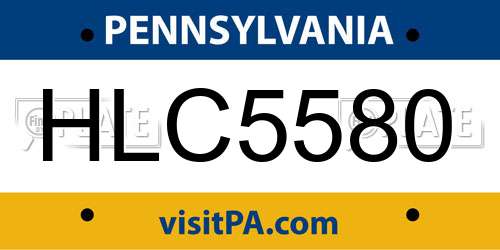 HLC5580 Pennsylvania License Plate