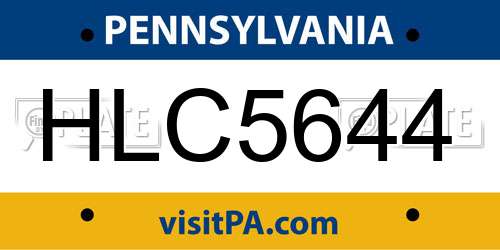 HLC5644 Pennsylvania License Plate