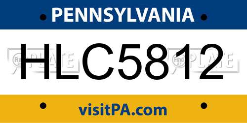 HLC5812 Pennsylvania License Plate