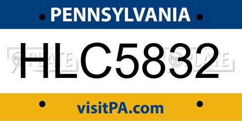 HLC5832 Pennsylvania License Plate