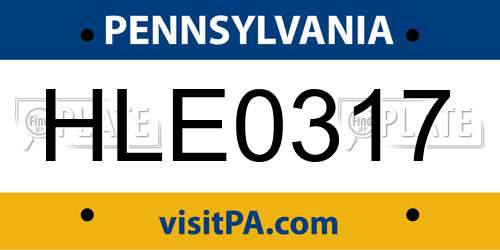 HLE0317 Pennsylvania License Plate