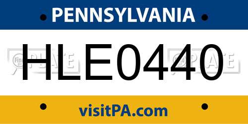 HLE0440 Pennsylvania License Plate