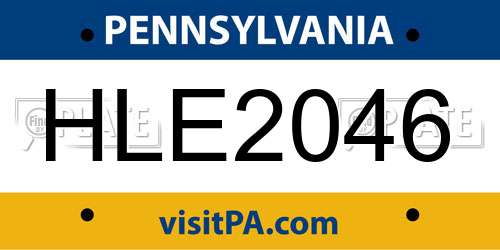 HLE2046 Pennsylvania License Plate