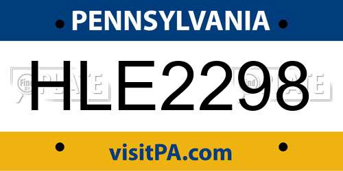 HLE2298 Pennsylvania License Plate