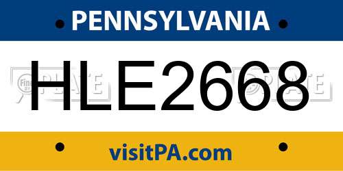 HLE2668 Pennsylvania License Plate