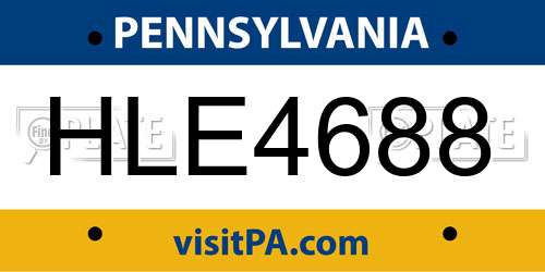 HLE4688 Pennsylvania License Plate