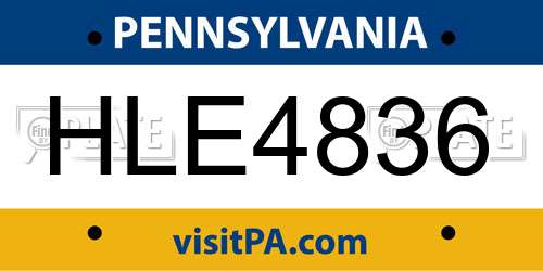 HLE4836 Pennsylvania License Plate
