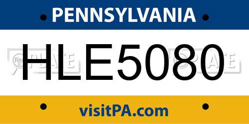 HLE5080 Pennsylvania License Plate