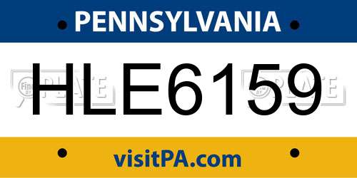 HLE6159 Pennsylvania License Plate