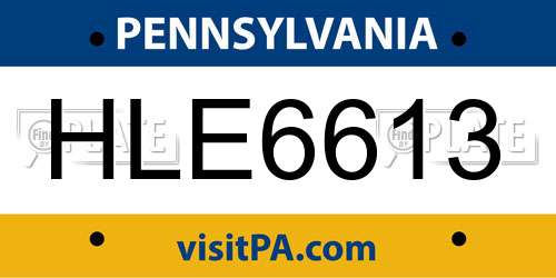HLE6613 Pennsylvania License Plate