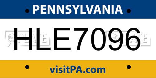 HLE7096 Pennsylvania License Plate