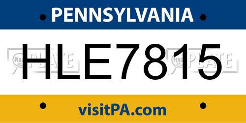 HLE7815 Pennsylvania License Plate