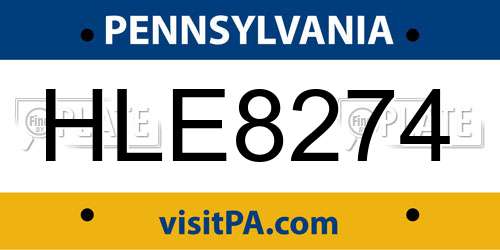 HLE8274 Pennsylvania License Plate