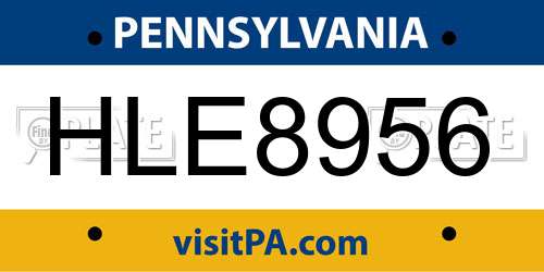 HLE8956 Pennsylvania License Plate