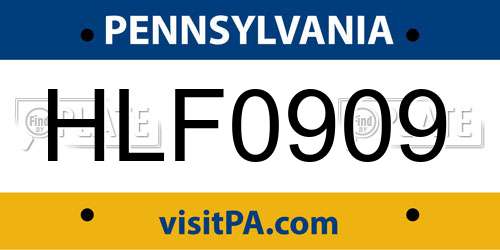 HLF0909 Pennsylvania License Plate