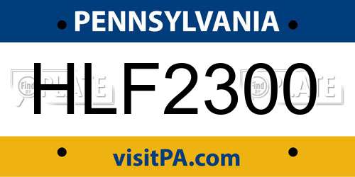 HLF2300 Pennsylvania License Plate