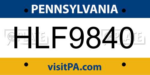 HLF9840 Pennsylvania License Plate