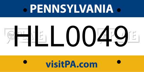 HLL0049 Pennsylvania License Plate