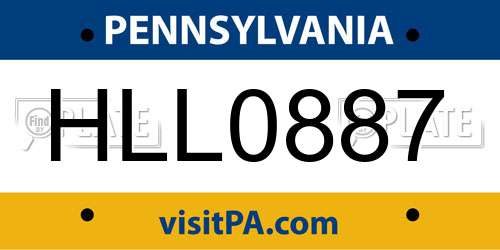 HLL0887 Pennsylvania License Plate