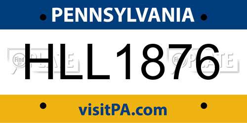 HLL1876 Pennsylvania License Plate