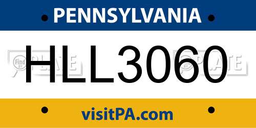 HLL3060 Pennsylvania License Plate