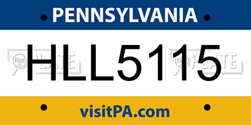 HLL5115 Pennsylvania License Plate
