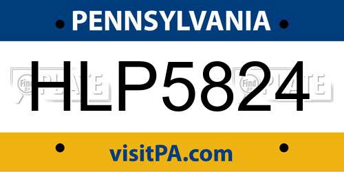 HLP5824 Pennsylvania License Plate
