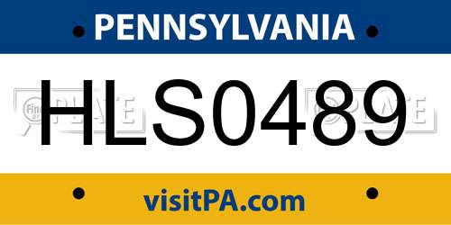 HLS0489 Pennsylvania License Plate