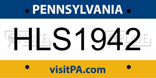 HLS1942 Pennsylvania License Plate