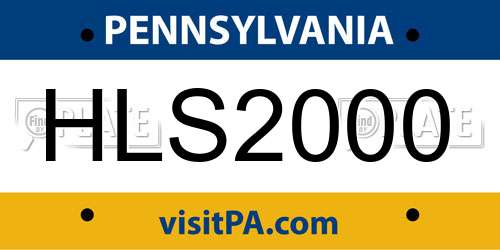 HLS2000 Pennsylvania License Plate