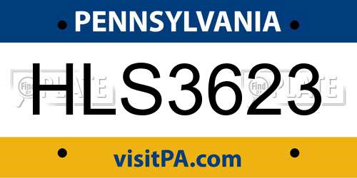 HLS3623 Pennsylvania License Plate