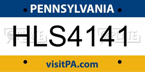 HLS4141 Pennsylvania License Plate