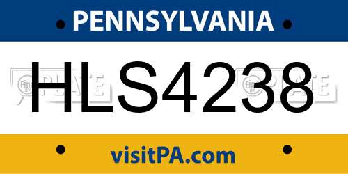 HLS4238 Pennsylvania License Plate