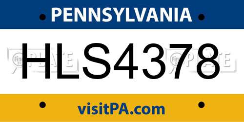 HLS4378 Pennsylvania License Plate