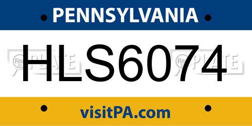 HLS6074 Pennsylvania License Plate