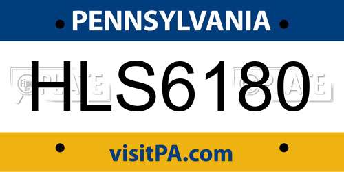 HLS6180 Pennsylvania License Plate