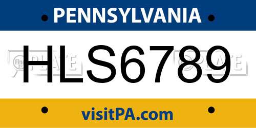 HLS6789 Pennsylvania License Plate