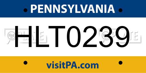 HLT0239 Pennsylvania License Plate
