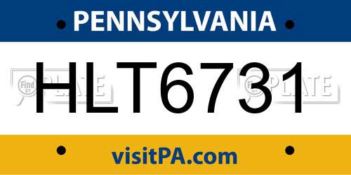 HLT6731 Pennsylvania License Plate