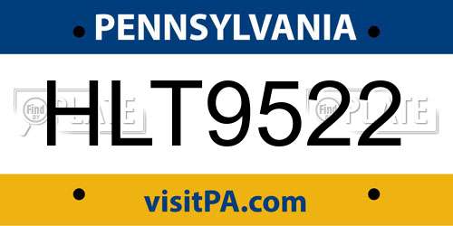 HLT9522 Pennsylvania License Plate