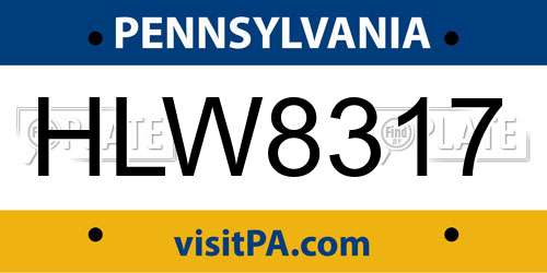 HLW8317 Pennsylvania License Plate