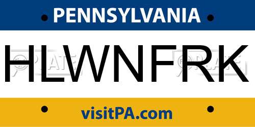 HLWNFRK Pennsylvania License Plate